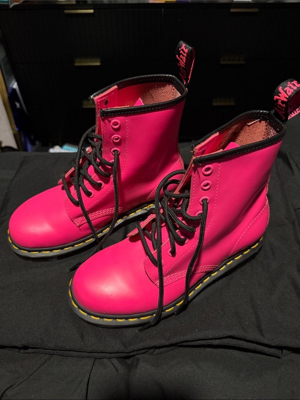 Dr. Martens Hot Pink Leather Lace-Up Boots